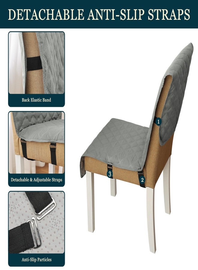 Yonus Waterproof Dining Chair Cover Office Chair Cover Water Resistant Dining Room Chair Cover Kitchen Chair Slipcover Computer Chair Cover with Anti-Slip Buckle (Light Grey, 1PCS) - Image 4